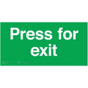 Press For Exit Tactile And Braille Signs
