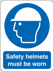 Safety Helmets Must Be Worn Vandal Resistant Sign