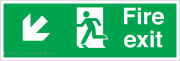 Fire Exit Arrow Down Left Tactile And Braille Sign
