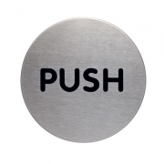 Push Brushed Stainless Steel Effect Door Signs