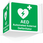 AED Automated External Defibrillator Projecting 3D Signs
