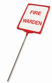 Fire Warden Sign Mounted On Chrome Pole
