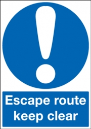 Escape Route Keep Clear Signs