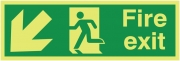 Xtra Glo Fire Exit Arrow Down Left Signs