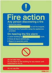 Fire Action Highly Photo-luminescent Notice Signs