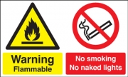 Warning Flammable No Smoking No Naked Lights Signs
