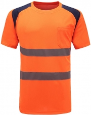 Orange Unisex High Visibility Round Neck T Shirts