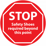 STOP Safety Shoes Required Beyond This Point Anti-Slip Floor Sign