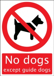 NO Dogs Except Guide Dogs Prohibition Signs
