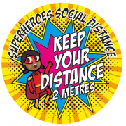 Superheroes Keep Your Distance School Floor Signs