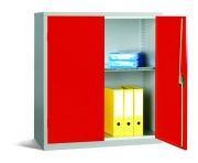 Workplace Storage Cupboard 2 Doors 1 Shelve Red Doors