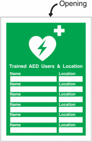 Trained AED Users And Location Sign