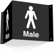 Male Toilets Projecting 3D Signs