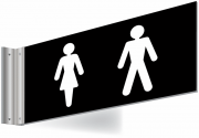 Mixed Toilets Symbol Double Sided Corridor Sign