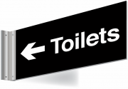 Toilets Arrow Left Double Sided Corridor Sign