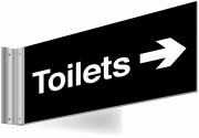 Toilets Arrow Right Double Sided Corridor Sign