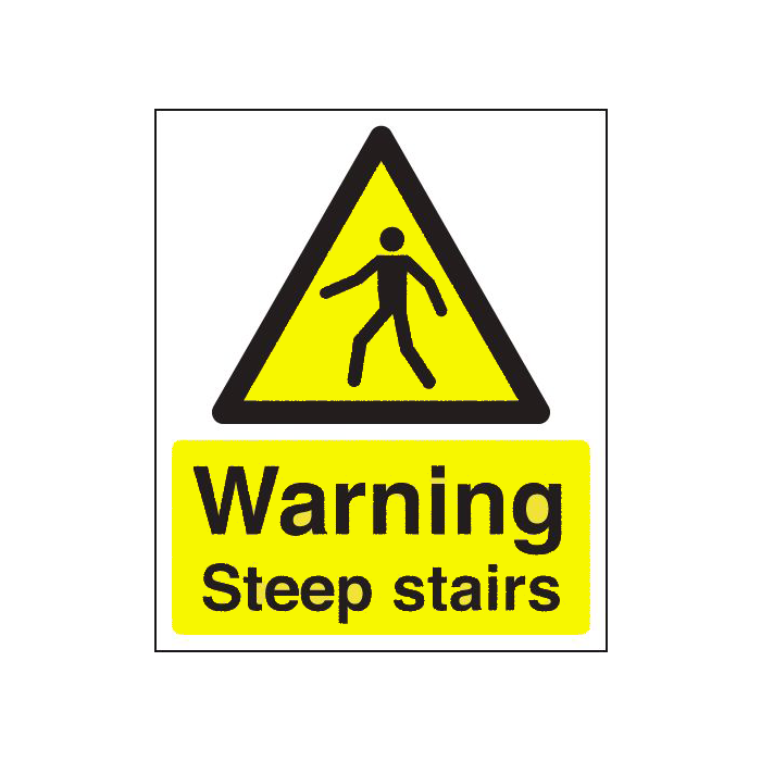 Warning Steep Stairs Hazard Warning Sign