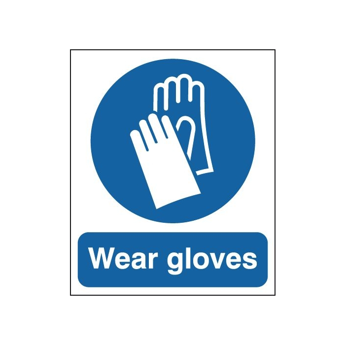 Wear Gloves Polycarbonate Mandatory Safety Sign
