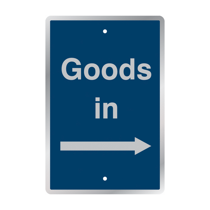 Goods In With Right Arrow Post Mountable Delivery Signs