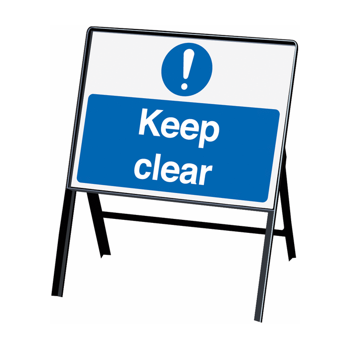 Keep Clear Mandatory Stanchion Safety Sign