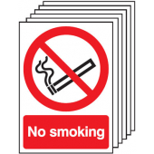 No Smoking Prohibition Signs 6 Pack