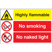 Highly Flammable No Smoking Multi-Message Sign
