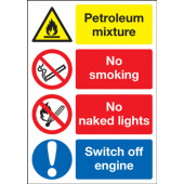 Petroleum Mixture No Smoking Switch Off Engine Sign