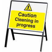 Caution Cleaning In Progress Stanchion Warning Sign