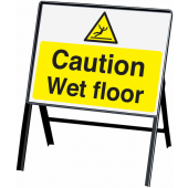 Caution Wet Floor Stanchion Warning Sign