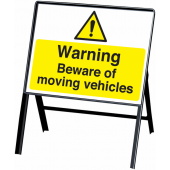 Beware Of Moving Vehicles Stanchion Signs