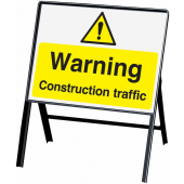Warning Construction Traffic Stanchion Sign