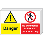 Danger & No Admittance Pack Of 6 Multi-Message Signs