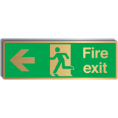 Fire Exit With Arrow Left Brass Material Exit Signs
