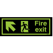 Xtra Glo Fire Exit Arrow Up Left Sign