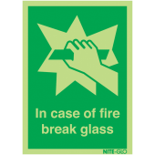 In Case Of Fire Break Glass Nite Glow Signs