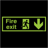 Xtra Glo Fire Exit Arrow Down Sign