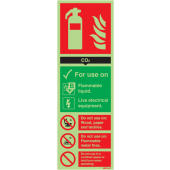 Co2 Fire Extinguisher Photoluminescent Sign