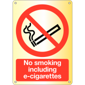 No Smoking Including E-Cigarettes Brass Signs