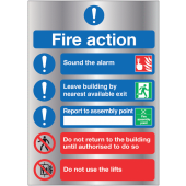 Fire Action Instruction Aluminium Signs