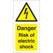 Danger Risk of Electric Shock Vinyl Safety Labels On-a-Roll