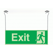An Xtra-Glow Exit Running Man Right Hanging Sign