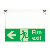 Xtra-Glow Fire Exit Arrow Left Hanging Sign
