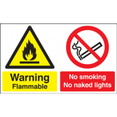 Warning Flammable No Smoking No Naked Lights Sign