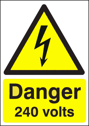 Yellow and black hazard warning signage
