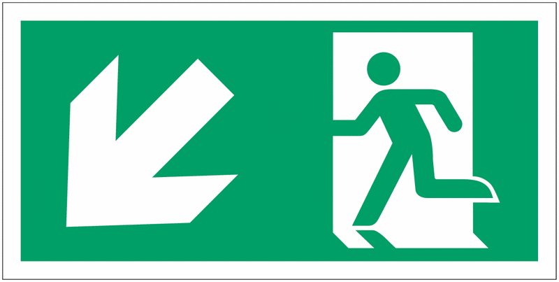 Exit Down Left Symbol Signage