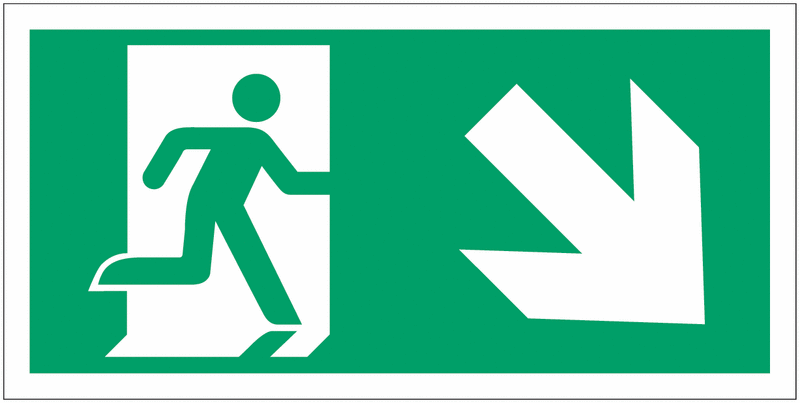 Exit Down Right Symbol Signage