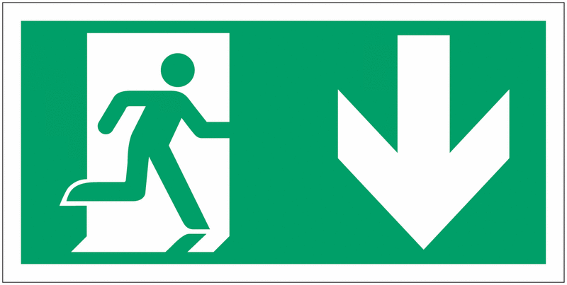 Exit Down Symbol Signage
