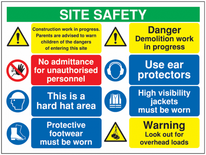Multi-colour and multi-message safety signs